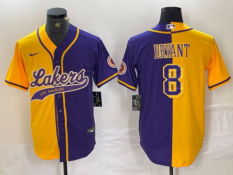 Men Los Angeles Lakers 8 Bryant Yellow purple Jointly Nike 2024 NBA Jersey style 1